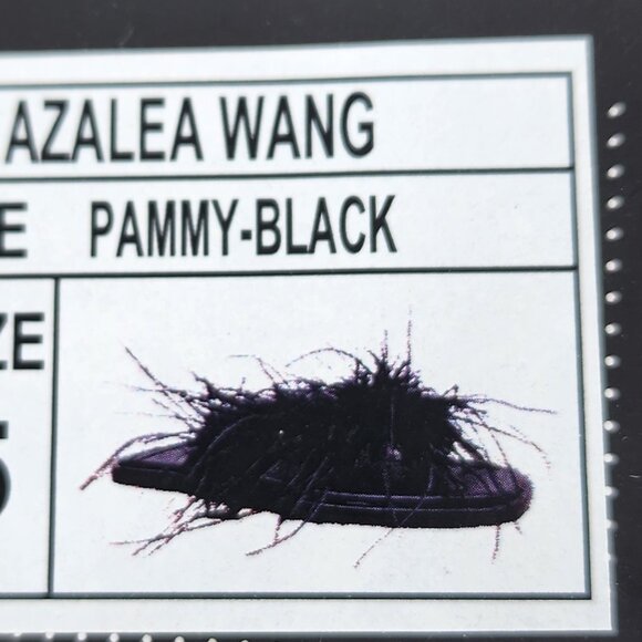 AZALEA WANG Pammy Black Maribou Feather Flat Thong Sandals Slippers 7.5 NWT - Picture 16 of 16